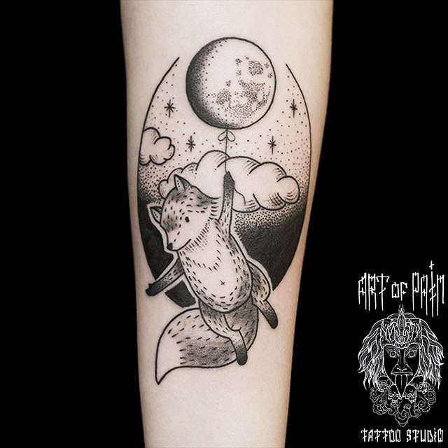 Moon Baloon Fox Tattoo