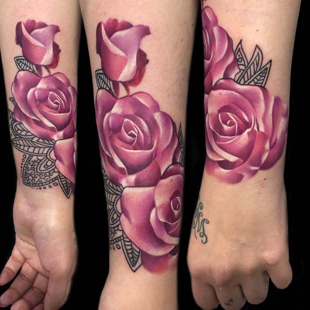 Pink Roses on Wrist