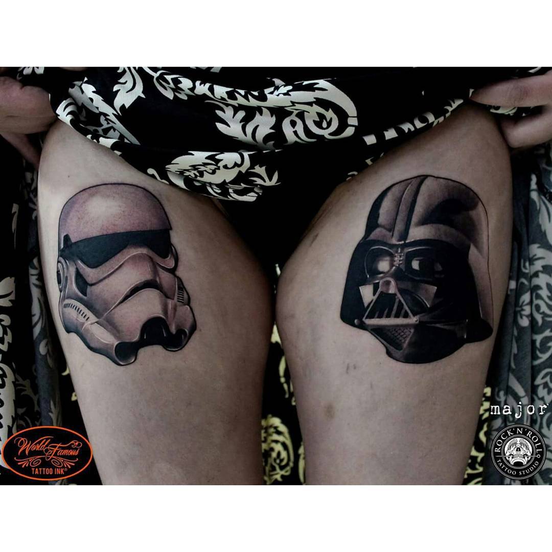 Thigh Trooper Darth Vader Tattoos