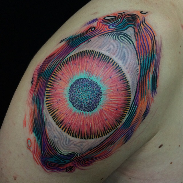 Tripping Eye Tattoo on Shoulder