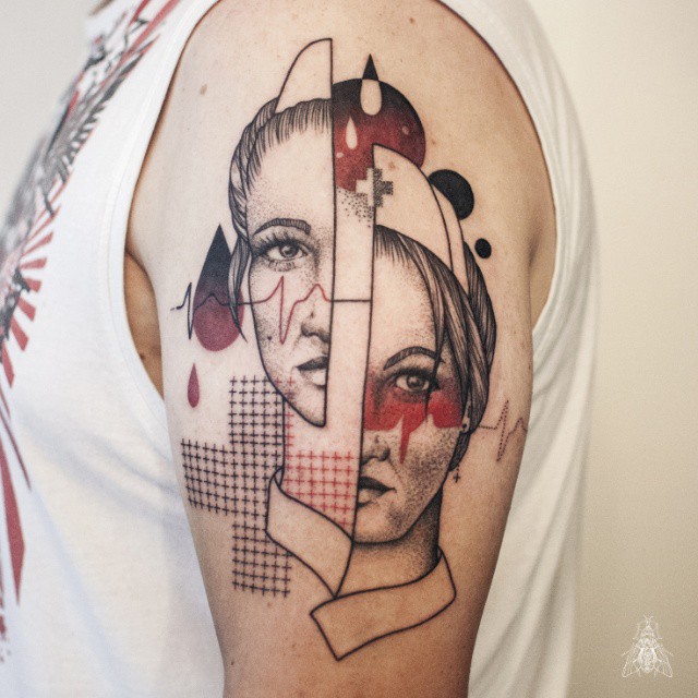 Blood Nurse Tattoo on Shoulder