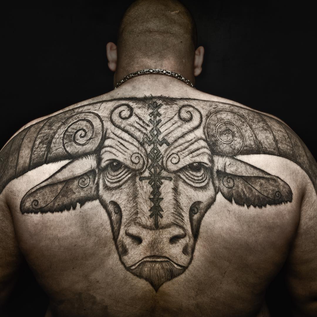Bull Tattoo on Back