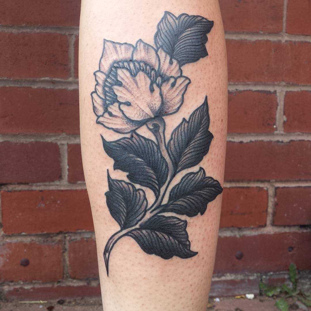 Calf Flower Tattoo