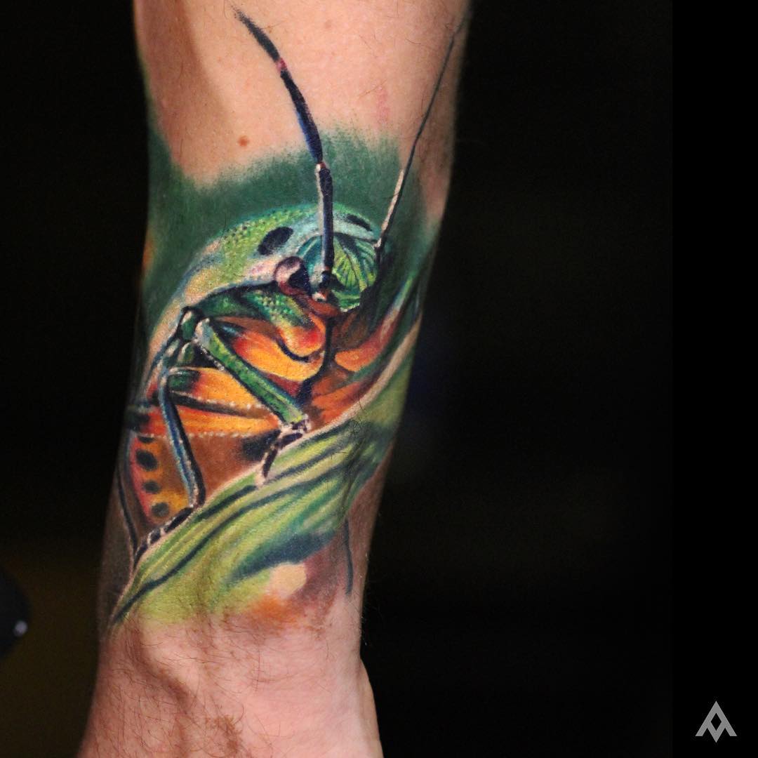 Close Up Grasshopper Tattoo