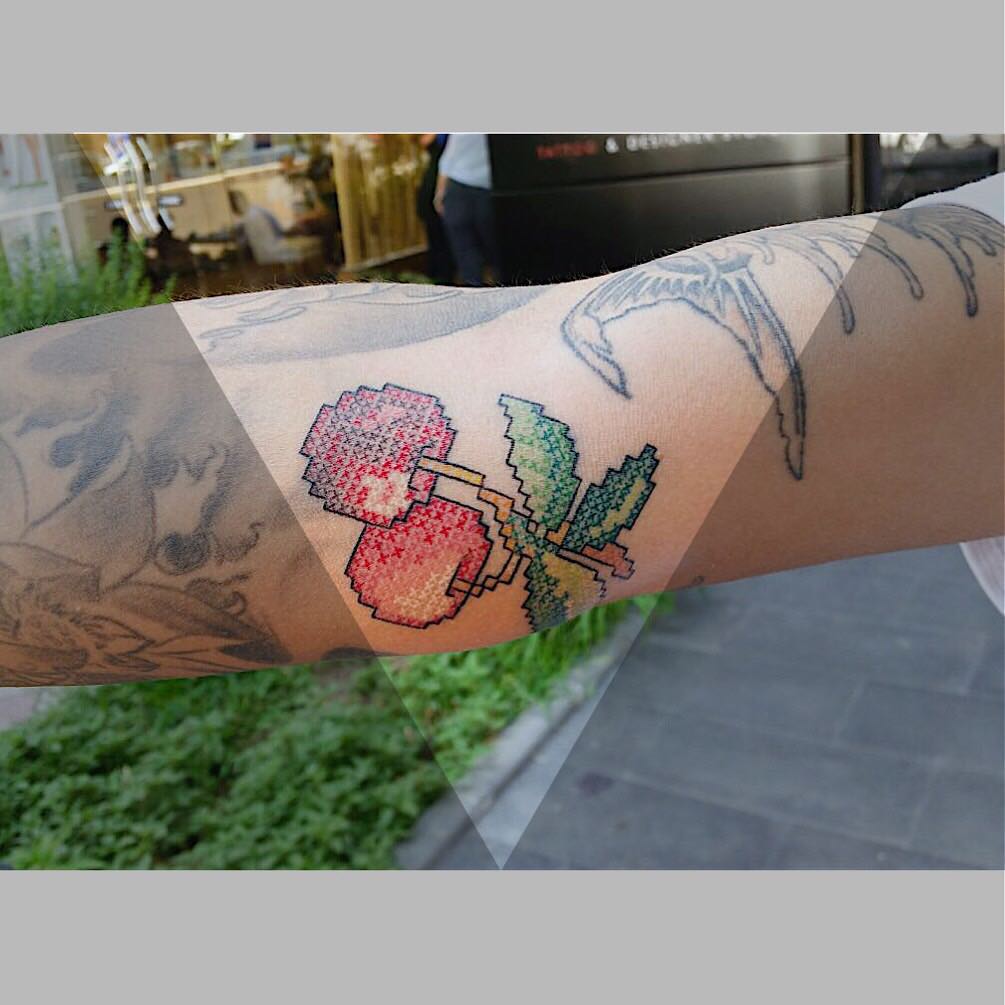Embroidery Cherry Tattoo