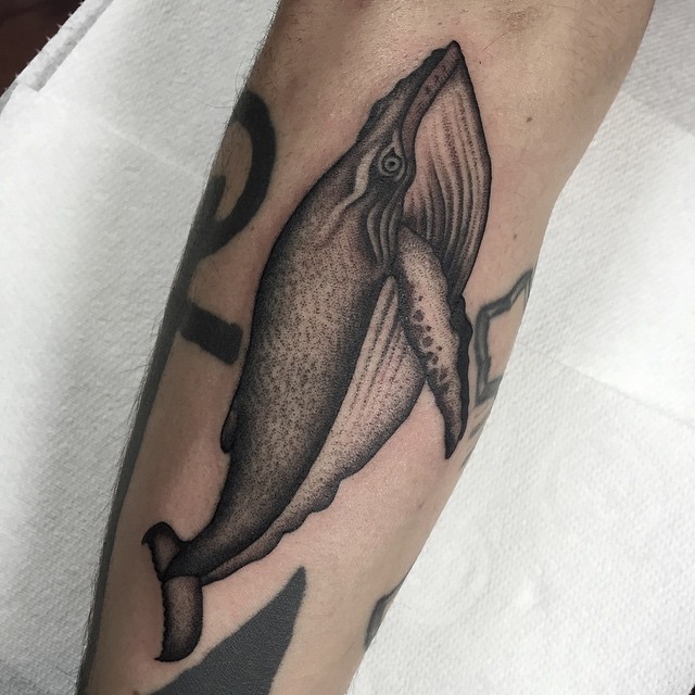Mini Whale Dotwork Tattoo