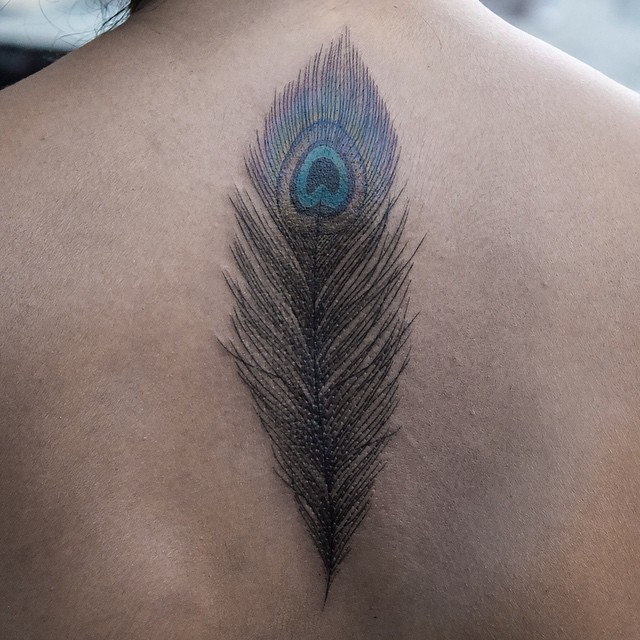 Peacock Feather Tattoo on Back
