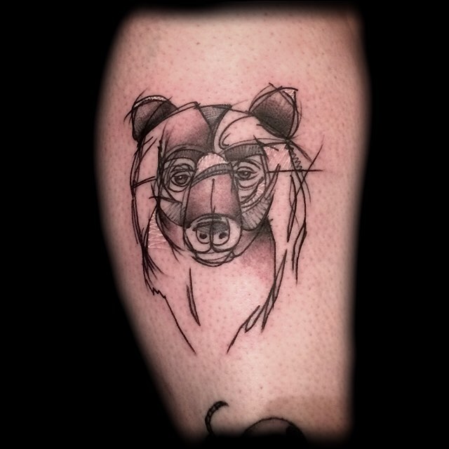 Sketchy Bear Head Tattoo