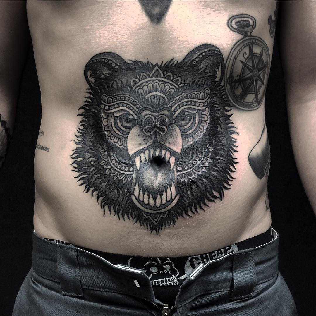 Stomach Bear Tattoo