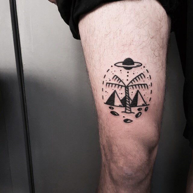 Thigh Pyramids Tattoo