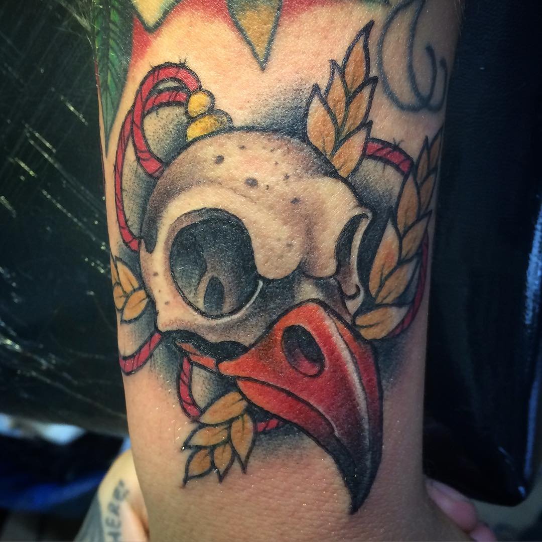Kyler Martz Bird And Skull  Bird Skull Tattoo Flash  Free Transparent PNG  Clipart Images Download