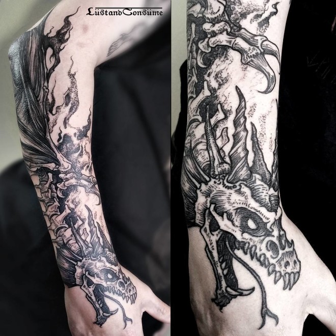 Dragon Skeleton Tattoo - Best Tattoo Ideas Gallery