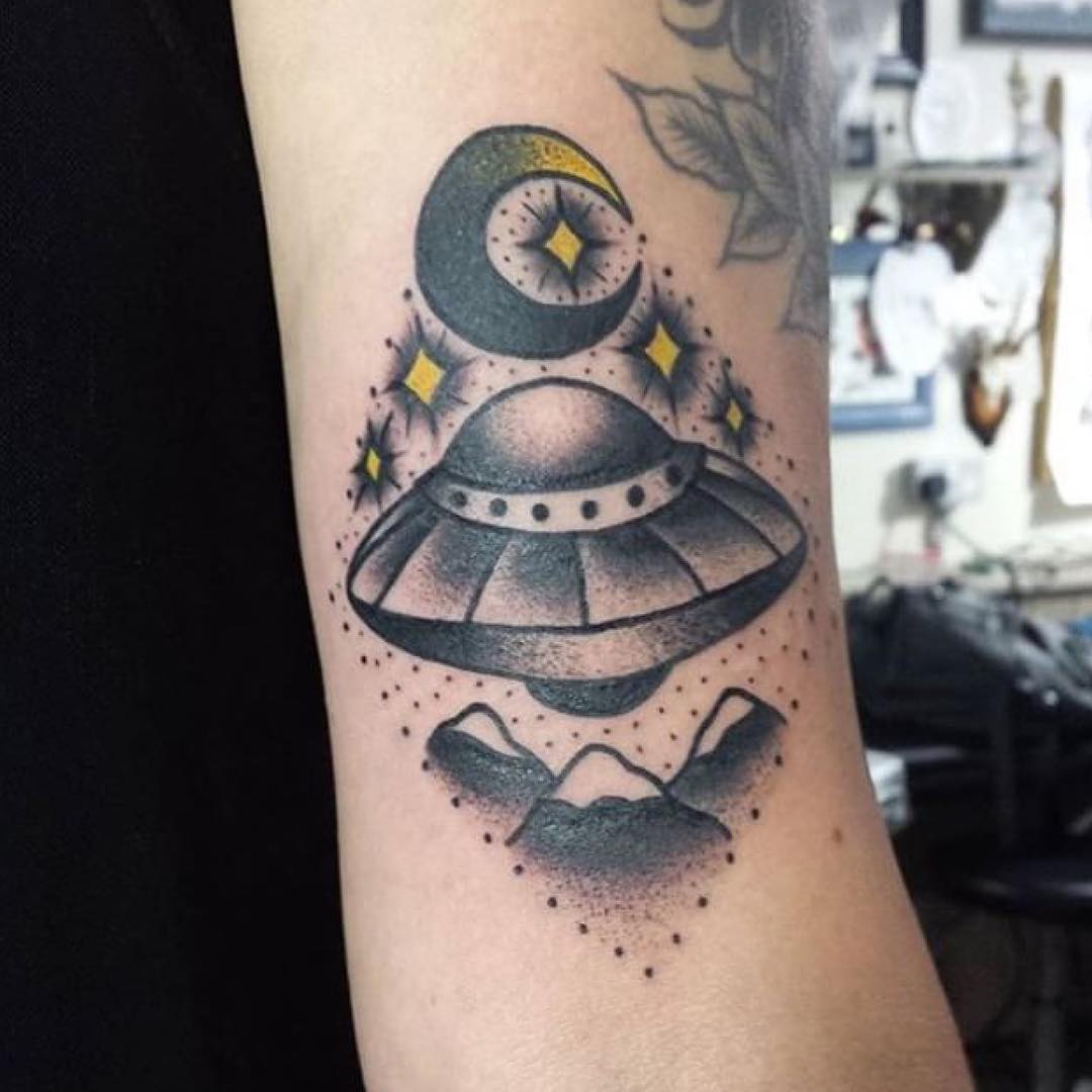 Moon UFO Tattoo