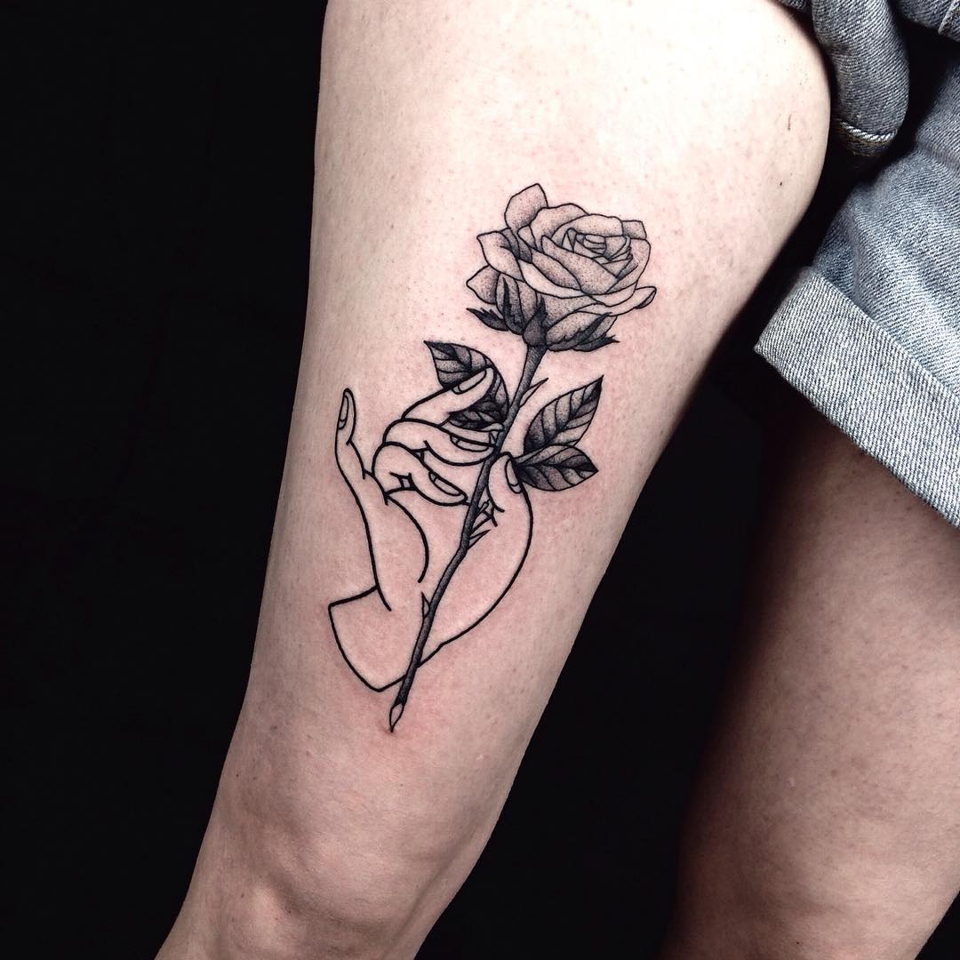 Rose Tattoo on Thigh