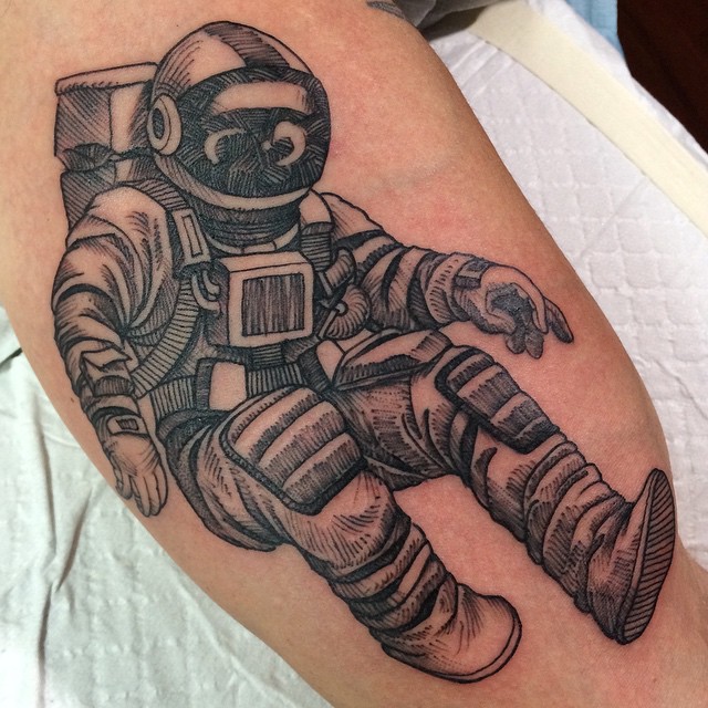 Sketchy Astronaut Tattoo