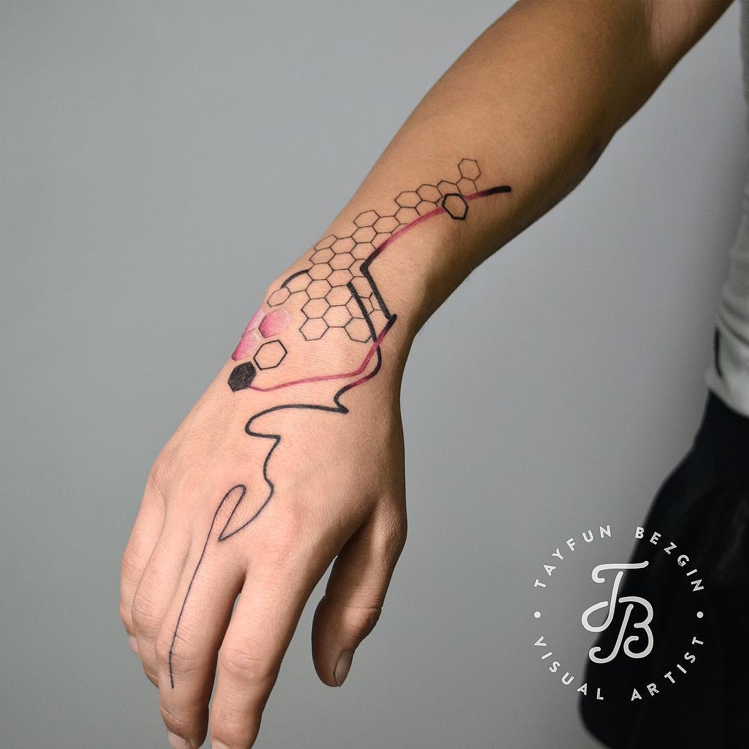 Wrist Honeycomb Tattoo