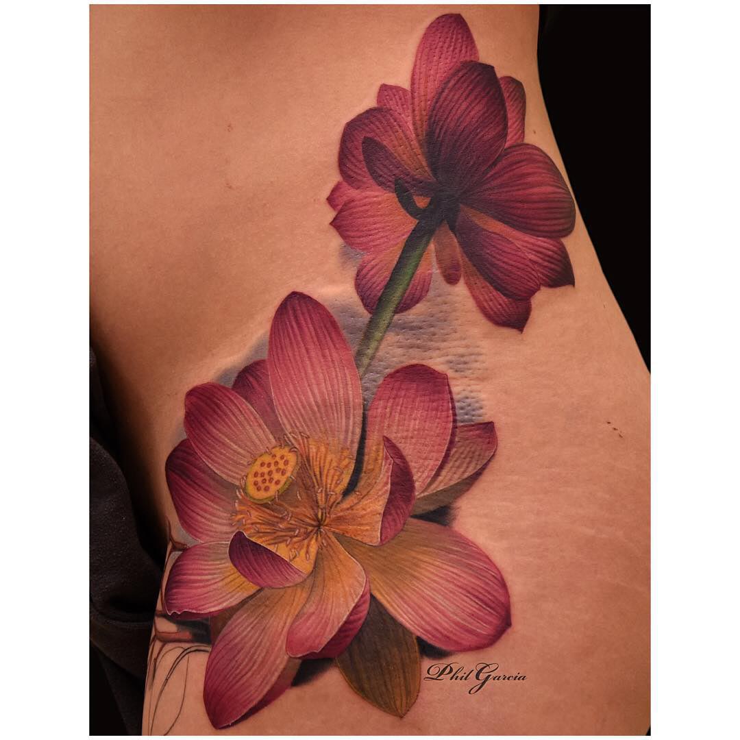 the beginnign of the flower tattoos