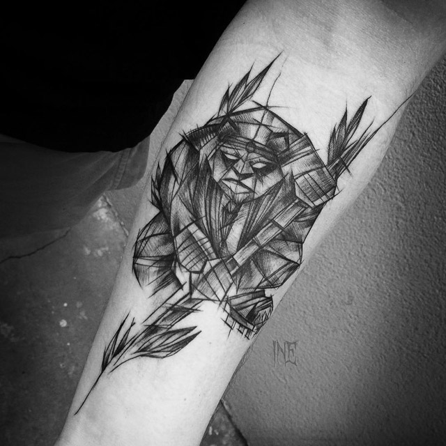 sketch panda tattoo design