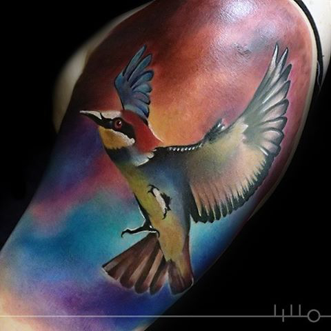 Realistic Bird Tattoo with opened wings