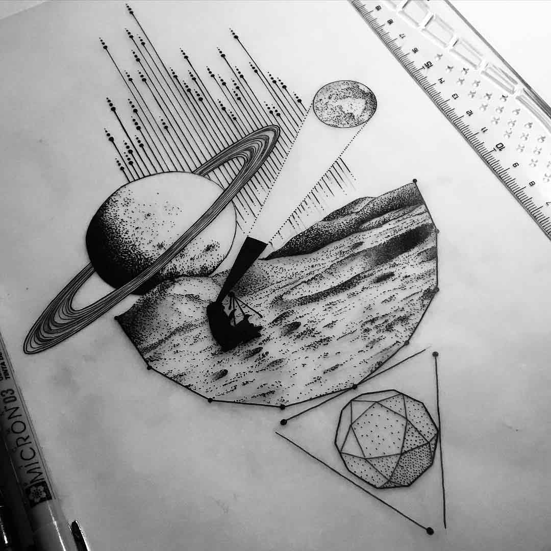 a tattoo design about space exploration