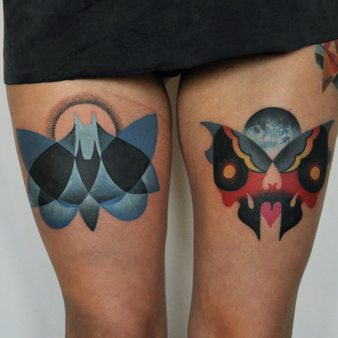 abstract thigh butterfly tattoo ideas