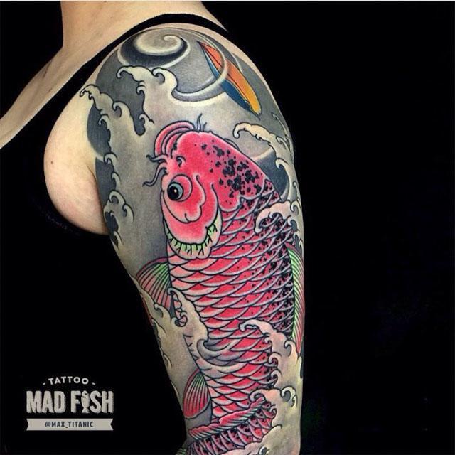 shoulder fish japanese tattoo