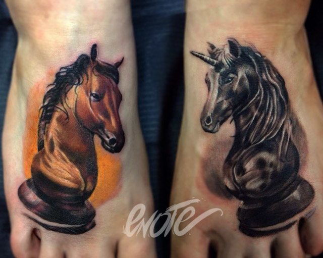 foot chess pieces tattoos
