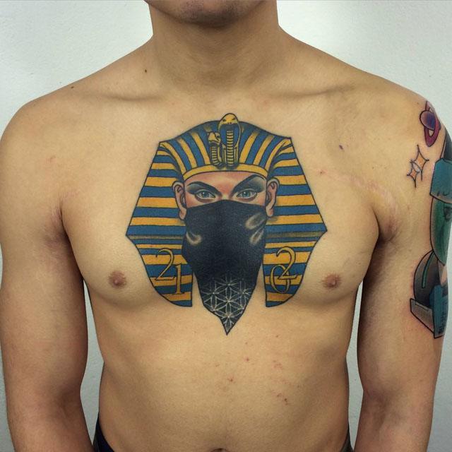 pharaon tattoo on chest