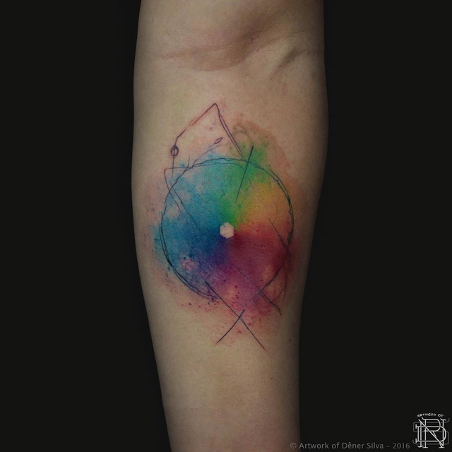 circle tattoo with chromatic colors
