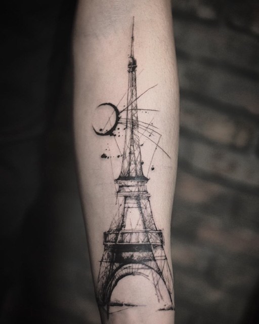 arm eiffel tower tattoo