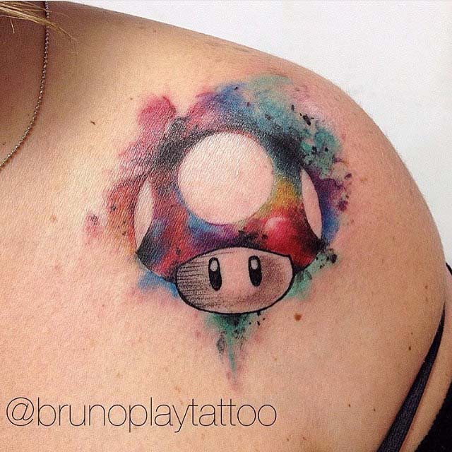 collar bone tattoo Mario