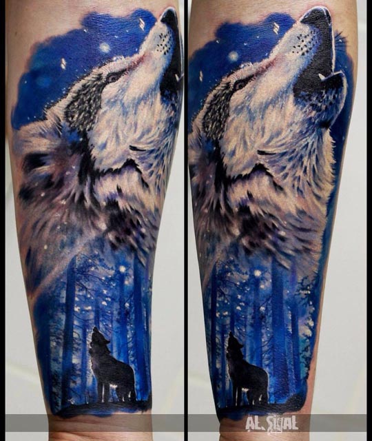 wolf tattoo night