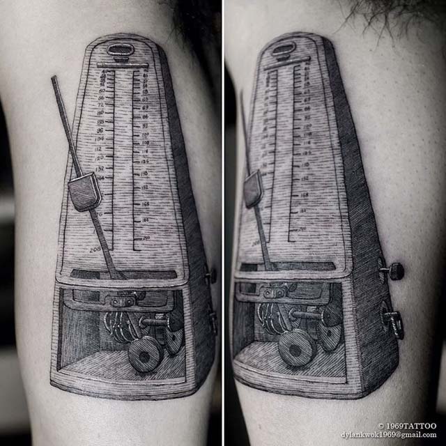 etching metronome tattoo