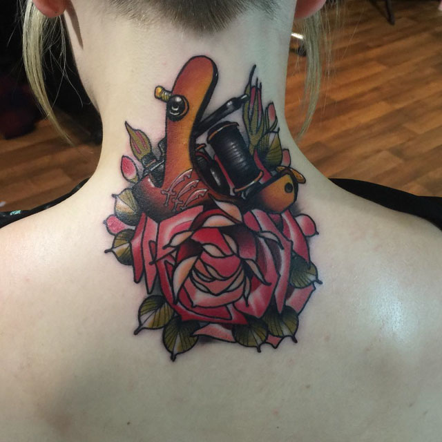 tattoo gun and rose
