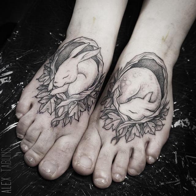 foot tattoos animals