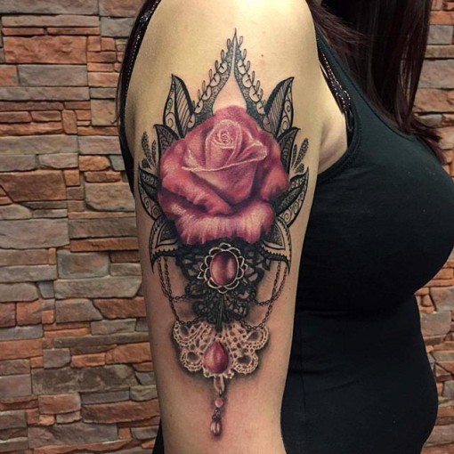 Shoulder Rose Baroque Tattoo - Best Tattoo Ideas Gallery