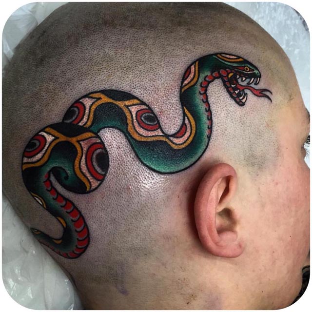 Old School Style Tattoo Cobra Snake Head Design. Vector Illustration. Stock  Vector | Adobe Stock