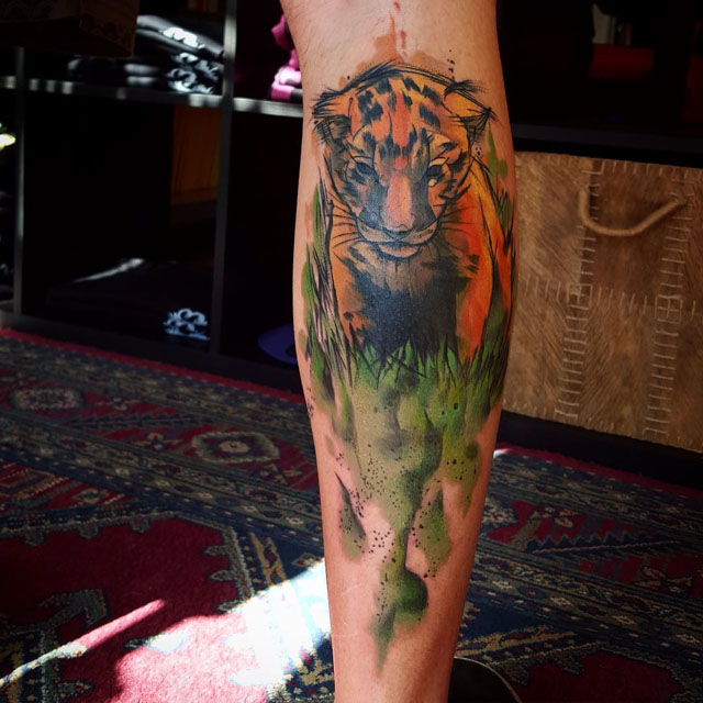 watercolor tattoo tiger baby