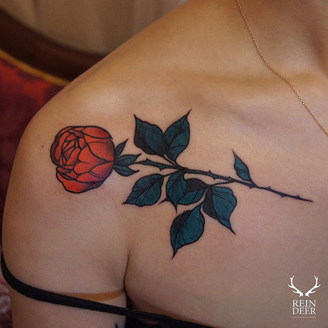 rose tattoo traditional
