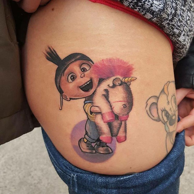 Despicable me tattoo Agnes with unicorn