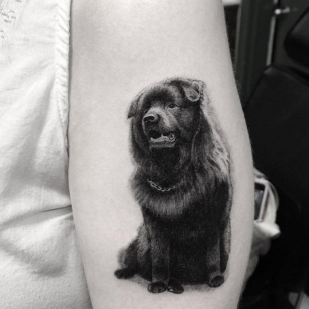 realistic dog tattoo
