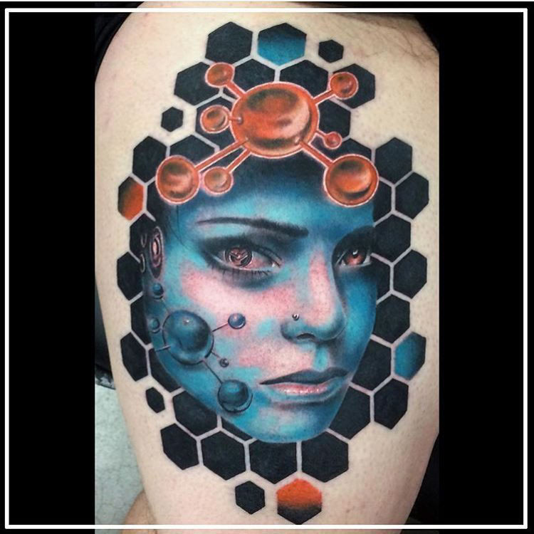 face tattoo blue