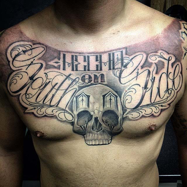 chest tattoo chicano skull