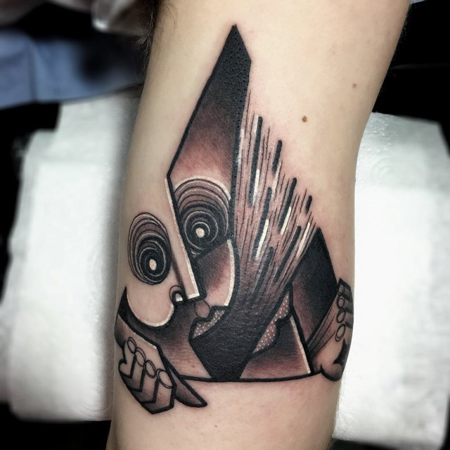 grey triangle tattoo cubism
