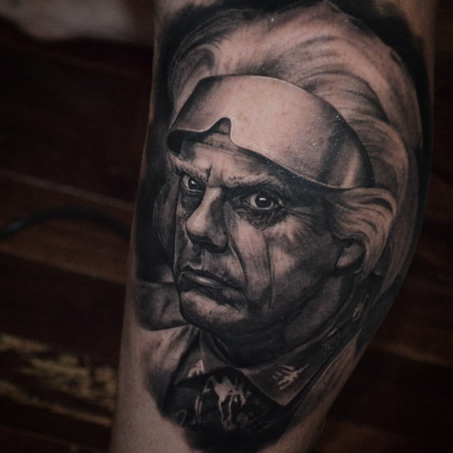 Doc Brown Back to the Future tattoo rtibute