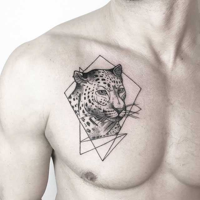 Black and Gray Jaguar Tattoo for Men Tattoo Idea