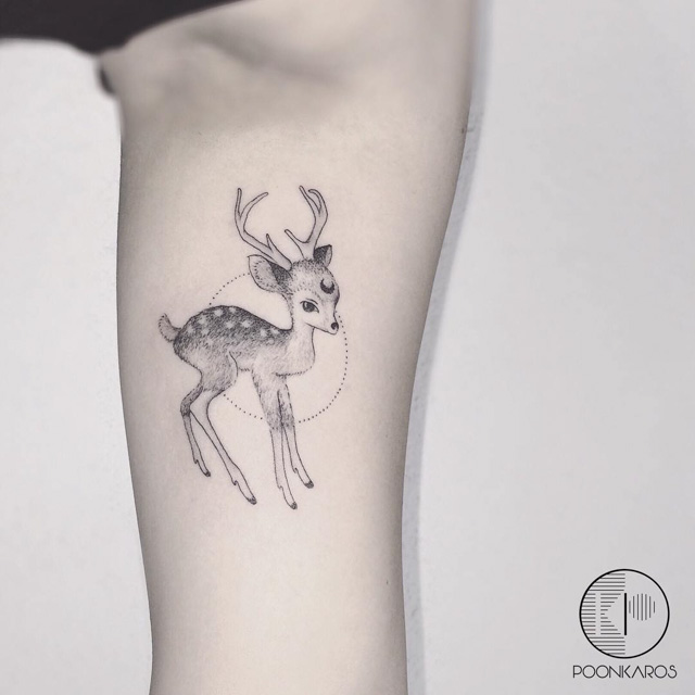 deer tattoo with antlers