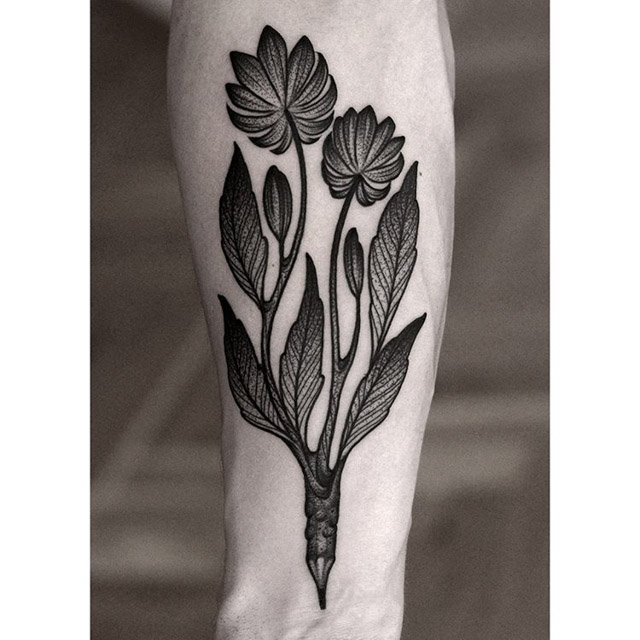 flowers tattoo dotwork
