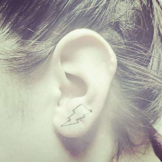 Bowie Tribute Tattoo on Ear at gaebynevergrowup