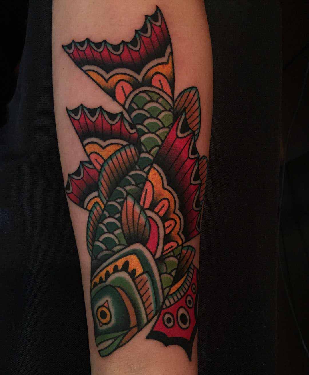 neo-traditional tattoo butterfly fish